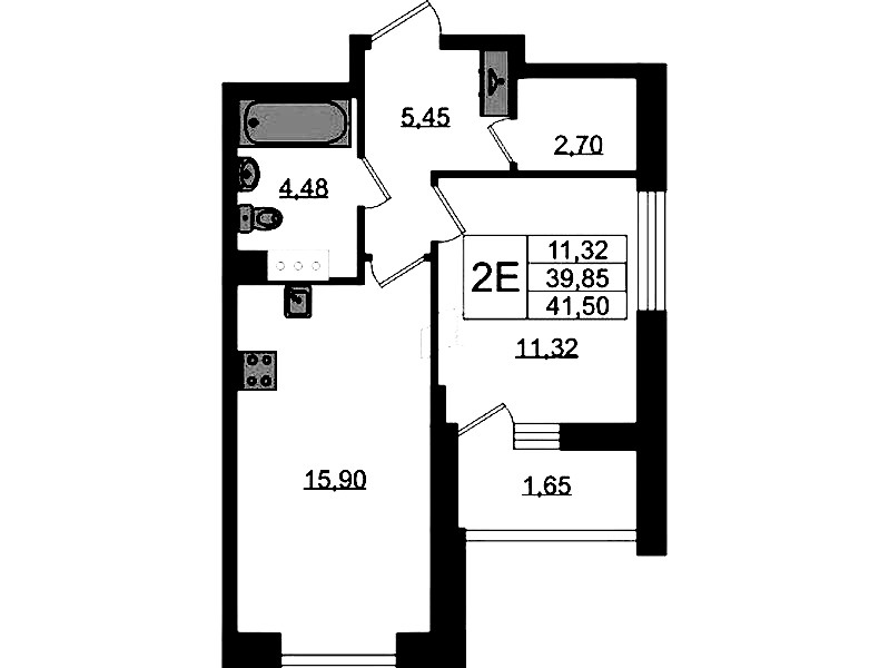 1-комнатная квартира 41.5 м², 7/11 эт., ЖК «VEREN NORT Сертолово»